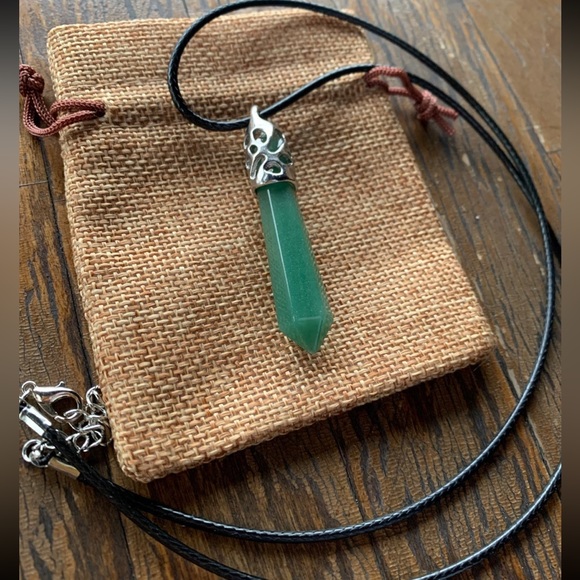 Green Aventurine Mens Necklace Mens Crystal Necklace Aventurine Unisex Necklace - Picture 2 of 3